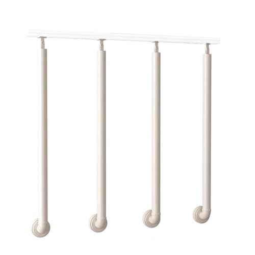 Treppe Geländerpfosten 4er-Pack runder Geländerspindelpfosten mit verstellbarer Halterung, Eisengeländersäule(White,Height-95cm/37.4in) von PZOFERLIN