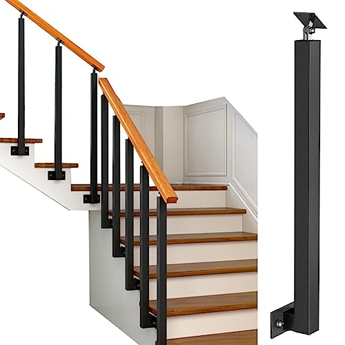 Treppe Geländerpfosten Geländer aus Eisen und Holz, Treppenbaluster-Spindel-Set for Terrassen-Loft-Stufen, mehrere Größen(Post Height-90cm/35.4in) von PZOFERLIN