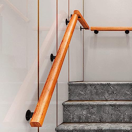 Treppe Geländerpfosten Geländer aus Eisen und Holz, Treppenbaluster-Spindel-Set for Terrassen-Loft-Stufen, mehrere Größen(Wall handle 100cm/39.3in) von PZOFERLIN