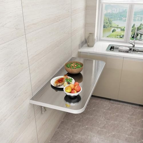 Wandmontierter Klapptisch mit Blättern Klapptisch aus Edelstahl zur Wandmontage, mehrere Größen(70 * 40cm) von PZOFERLIN