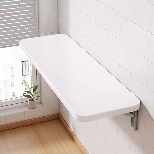 Wandmontierter Klapptisch mit Blättern Wandklapptisch, multifunktionaler schwebender Klapptisch, Weiß/Braun, mehrere Größen(White,L80*W30cm) von PZOFERLIN
