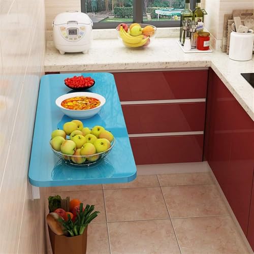 Wandmontierter Klapptisch mit Blättern Wandklapptisch Weiß, Blau Mehrere Größen(Blue,80 * 40cm) von PZOFERLIN
