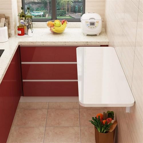 Wandmontierter Klapptisch mit Blättern Wandklapptisch Weiß, Blau Mehrere Größen(White,100 * 30cm) von PZOFERLIN