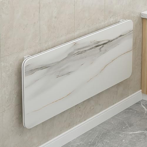 Wandmontierter Klapptisch mit Blättern Wandmontierter Faltbarer Klapptisch mit weißem Marmormuster, mehrere Größen(80 * 40cm/32 * 16in) von PZOFERLIN