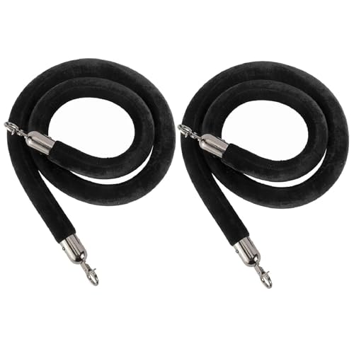 Warteschlangen-Seilbarrieren 2er-Pack Absperrseile zur Kontrolle von Menschenmengen mit silbernen Haken, mehrfarbig, mehrere Größen(Black,3.3Ft/100Cm) von PZOFERLIN