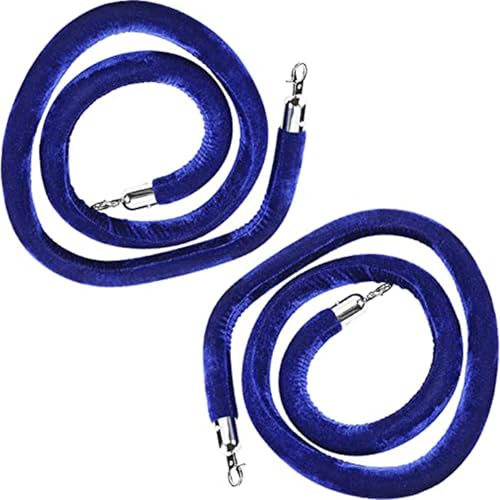 Warteschlangen-Seilbarrieren 2er-Pack Absperrseile zur Kontrolle von Menschenmengen mit silbernen Haken, mehrfarbig, mehrere Größen(Blue,3.3Ft/100Cm) von PZOFERLIN
