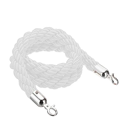 Warteschlangen-Seilbarrieren Absperrseil for Menschenmengen, Nylon, mit Metallhaken, mehrfarbig, 60–30m(White,2M) von PZOFERLIN