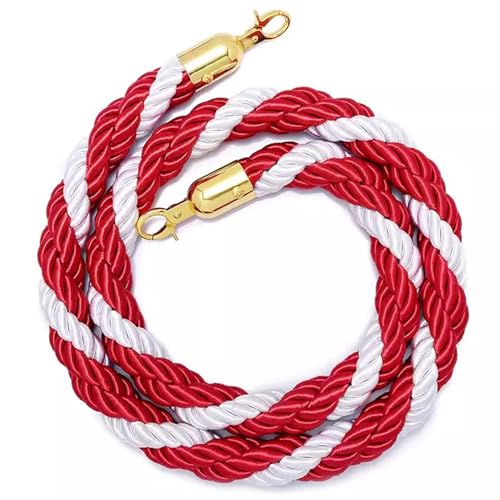Warteschlangen-Seilbarrieren Absperrseile in verschiedenen Größen, mit Metallhaken(Red a,2.5M) von PZOFERLIN