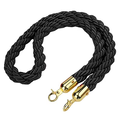 Warteschlangen-Seilbarrieren Hanfseil zur Kontrolle der Menschenmenge mit goldenen Haken, mehrfarbig, mehrere Größen(Black,2.2M) von PZOFERLIN