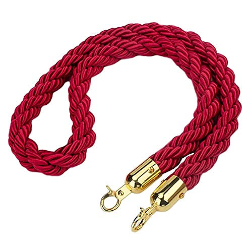 Warteschlangen-Seilbarrieren Hanfseil zur Kontrolle der Menschenmenge mit goldenen Haken, mehrfarbig, mehrere Größen(Red,1.2M) von PZOFERLIN
