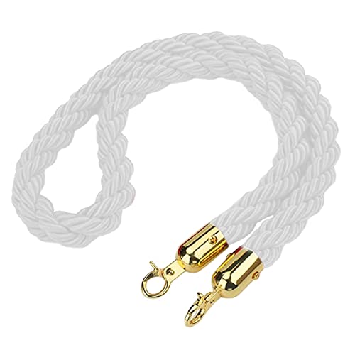 Warteschlangen-Seilbarrieren Hanfseil zur Kontrolle der Menschenmenge mit goldenen Haken, mehrfarbig, mehrere Größen(White,3M) von PZOFERLIN