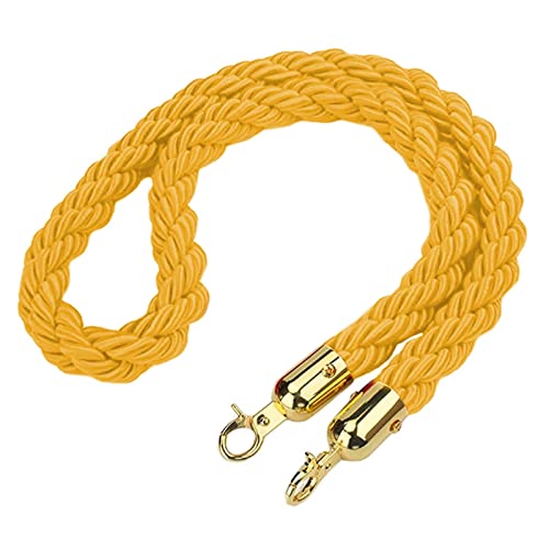 Warteschlangen-Seilbarrieren Hanfseil zur Kontrolle der Menschenmenge mit goldenen Haken, mehrfarbig, mehrere Größen(Yellow,1.2M) von PZOFERLIN