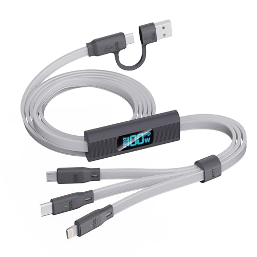 PZOZ Multi Ladekabel 3 in 1 vom Typ C [100W] Lightning Ladekabel [27W] MICRO -USB -Kabel [10W] für iPhone 16 15 14 iPad Pro MacBook Samsung (3-in-1-LED-Display) von PZOZ