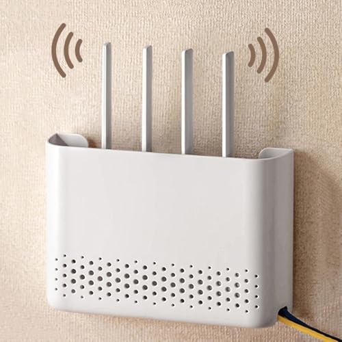PZPIUGY Kabellos WiFi Router Aufbewahrung Boxen Kabel Draht Halterung Wand Behang Stecker Brett Aufbewahrung Regal Router-Regal Wandmontage WLAN-Router(25.6X5X17cm) von PZPIUGY