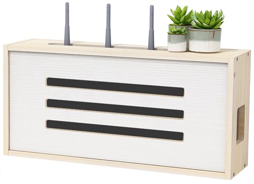 PZPIUGY Router Aufbewahrungsbox Schwebende Regale Wand WLAN Router Regal Wandmontage Kabel Organizer Box Wandbehänge TV Kabel Verstecken Box(Beige) von PZPIUGY