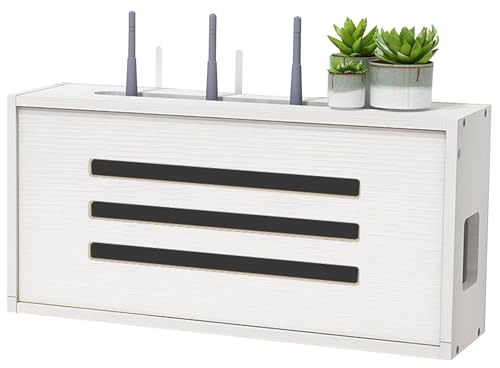 PZPIUGY Router Aufbewahrungsbox Schwebende Regale Wand WLAN Router Regal Wandmontage Kabel Organizer Box Wandbehänge TV Kabel Verstecken Box(White) von PZPIUGY