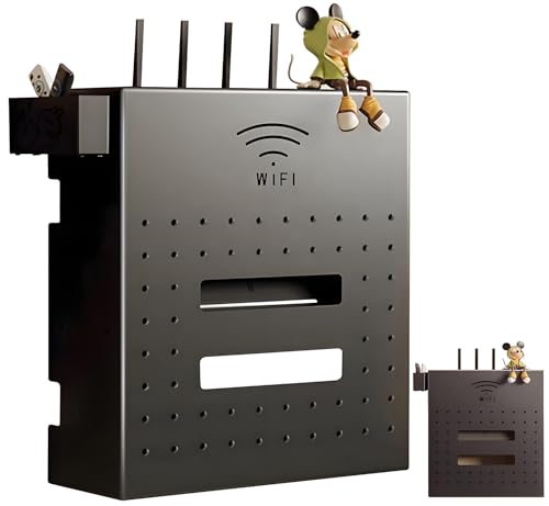 PZPIUGY WLAN Router Wandhalterung Box, Router Verstecken Box, Kabel Cable Organizer Box, Wand WiFi Router Aufbewahrungsbox, Router Storage Box(Color:Black) von PZPIUGY