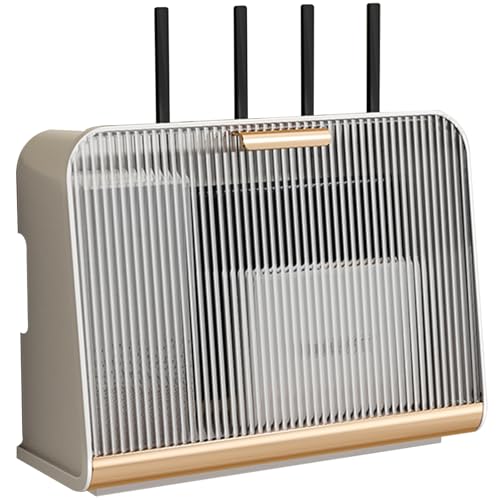 PZPIUGY WiFi Router Aufbewahrungsbox, Router Regal, WiFi Router Aufbewahrungsbox Wandregale, Schwebende Regale Wandmontage, Wandhalterung Kabel Lagerregal(Transparent Panel + beige) von PZPIUGY