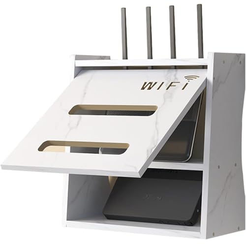 PZPIUGY WiFi Router Aufbewahrungsbox, Schwebende Regale, Wand WLAN Router Regal, Wandbehänge TV Kabel Verstecken Box, WLAN Box(White) von PZPIUGY