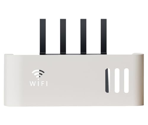 Wand Router Aufbewahrungsbox Weiß WLAN Box Router Regal TV Kabel Verstecken Box Router Kabel Cable Organizer Box WiFi Router Storage Box(Color:White) von PZPIUGY