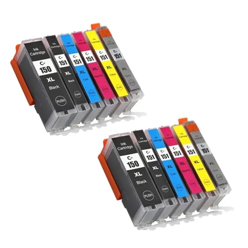 PZPSEQGM DAT PGI 150 CLI 151 Tintenpatrone kompatibel mit IP7210 MG5410 MG5510 MG6410 MG6610 MG5610 MX921 MX721 IX6810(1Set-12PCS) von PZPSEQGM