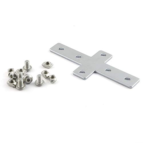 PZRT 1 Set Aluminium-Profilverbinder-Halterungs-Set, 1 Kreuz-Verbindungsstück, 6 Stück M5-T-Slot-Muttern, 6 Stück M5 x 8 mm Innensechskantschraube für Aluminium-Profile der Serie 2020. von PZRT