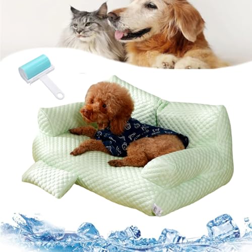 Ice Silk Cooling Pet Bed Breathable Washable Dog Sofa Bed,Dog Cooling Bed Summer Sleeping Cool Ice Silk Bed for Small,Medium, Large Dogs & Cats Breathable Washable Pet Beds von PZZPPU