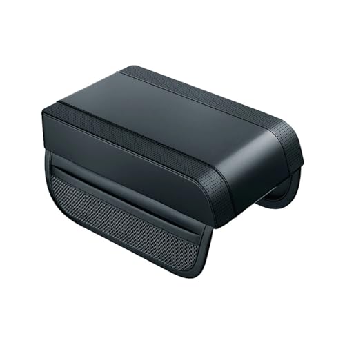 PaCsci Mittelarmlehne Universal Auto Armlehne Box Höhe Pad Ellenbogen Unterstützung Armlehne Lagerung Leder Armlehne Auto Mittelkonsole Armlehne Box(Schwarz) von PaCsci