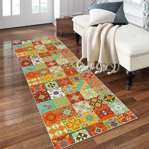 PaGuvFng Flur Teppich Läufer 70 x 130 cm Teppich Läufer Flur Waschbar Flurläufer Lang Küchenteppich rutschfest Waschbar für Eingang Flur Küche Schlafzimmer Wohnzimmer von PaGuvFng