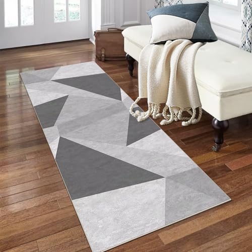 PaGuvFng Teppich Läufer Rutschfest Teppichläufer Lang Küchenteppich Schmutzfangmatte Waschbar Teppiche für Innen Außen 70 x 240 cm Schwarz, Blau, Grau, Rot, Braun Geometrisch Klassisch von PaGuvFng