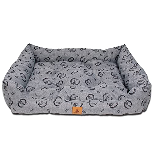 PaLulli Animal Hundebett Hundestall Abnehmbares Kissen Wasserdicht Maschinenwaschbar Weiches Polyester Haustierfreundlich Sehr langlebig 115x85x18cm Königlich Grau von PaLulli