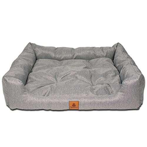 PaLulli Animal Hundebett Hundestall Abnehmbares Kissen Wasserdicht Maschinenwaschbar Weiches Polyester Haustierfreundlich Sehr langlebig 95x80x18cm Grau von PaLulli