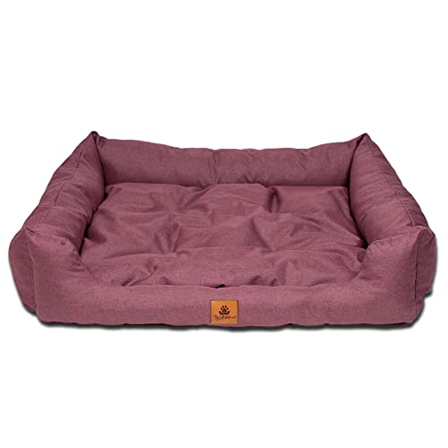 PaLulli Animal Hundebett Hundestall Abnehmbares Kissen Wasserdicht Maschinenwaschbar Weiches Polyester Haustierfreundlich Sehr langlebig 95x80x18cm Burgundisch von PaLulli