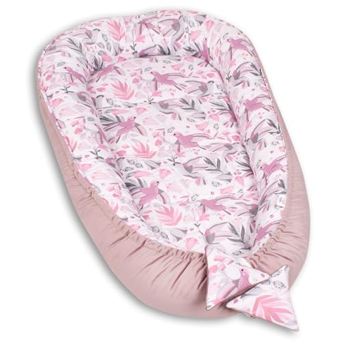 PaLulli Babynest, Babynestchen Kuschelnest 2-seitig, Kokon, Nestchen, Babybett, Reisebett für Neugeborene, 100% Baumwolle Oeko-TEX, HERGESTELLT IN DER EU, 0-8 Monate hypoallergisch (Animals) von PaLulli