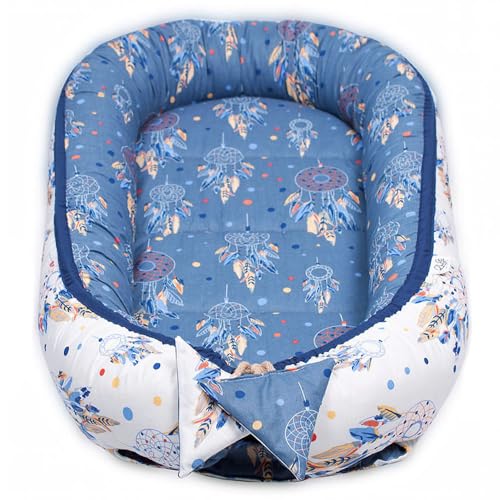 PaLulli 3-TLG Baby Ausstattung-Set Kuschelnest Babynest 95x55cm herausnehmbarer Baby-Matratze, Kuscheldecke Babybett 100% Baumwolle Hypoallergisch Für 0-8 Monate von PaLulli