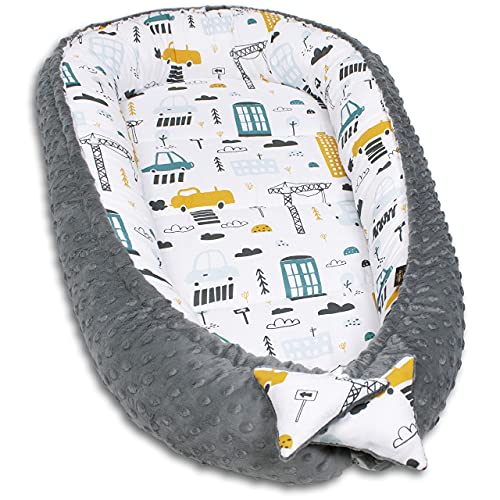PaLulli 3-TLG Baby Ausstattung-Set Kuschelnest Babynest 95x55cm Baby-Matratze Kuscheldecke Babybett 100% Baumwolle Hypoallergisch Für 0-8 Monate von PaLulli