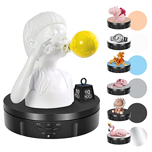 Drehteller Elektrisch 10kg 14.6cm Wiederaufladbar 3 Einstellbare Geschwindigkeiten Drehscheibe Elektrisch 360 Grad Aufnahmen Automatische Drehplattform für Schmuck Fotografie Produktanzeige von PaNt