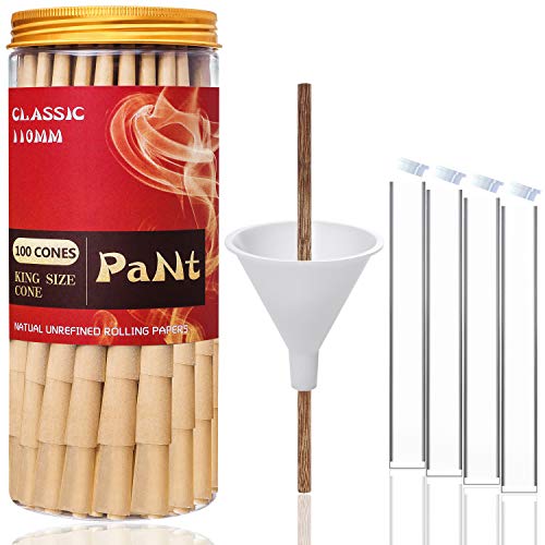 PaNt | 200 stück | King Size Größe Braun Konisch vorgedrehte Hülsen mit Filter Tips | Aus Holzzellstoffpapier | Enthält 1 Einfülltrichter und 1 Verpackungsstab und 4 Joint hüllen von PaNt