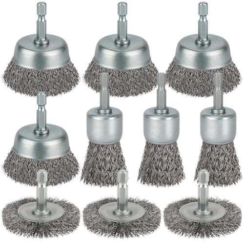 Paaruter 10 Stück Drahtbürsten für Bohrmaschinen, 1/4 Sechskantschaft, Draht-Topfbürsten-Bohreraufsatz zum Reinigen Von Rost, Abbeizen und Schleifen Paaruter 10 Stück Drahtbürsten für Bohrmaschinen, 1/4 Sechskantschaft, Draht-Topfbürsten-Bohreraufsatz zum Reinigen Von Rost, Abbeizen und Schleifen von Paaruter