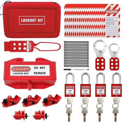 Paaruter 35-Teiliges LotoKit, Tragbares Elektrisches Lockout-Tagout-Kit für Industrielle Verriegelungsgeräte, Professionelles Vorhängeschloss-Kit von Paaruter