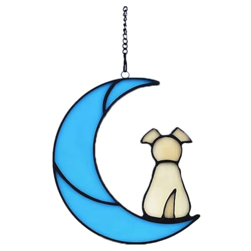 Paaruter Buntglas-Haustier-Hunde-Gedenkgeschenke für Hundeliebhaber, Fensterbehänge, Ornament, Sonnenfänger, Beileidsgeschenk für Den Verlust des Hundes C. Einfache Installation, Einfach zu Verwenden von Paaruter