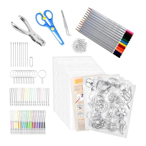 Paaruter DIY -Schlüsselbund -Kit: Bulk Schrumpfplastikblätter und Accessoires für Schicke Schlüsselkettenkreationen von Paaruter