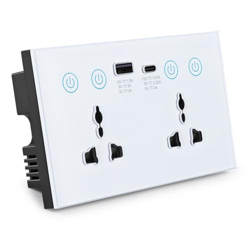 Paaruter EU UK US Universalstecker Tuya WiFi Smart Steckdosenschalter mit USB- und Typ-C-Anschluss Steckdose Smart Life von Paaruter