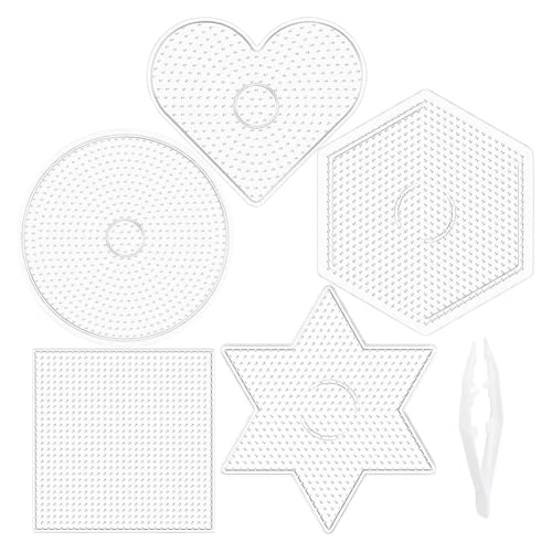 Paaruter Perlenbrett - Perlen-Stiftbrett, Steckbrett-Set Aus Transparentem Kunststoff für Kinder und Erwachsene - Quadrat, Kreis, Stern, Sechseck von Paaruter