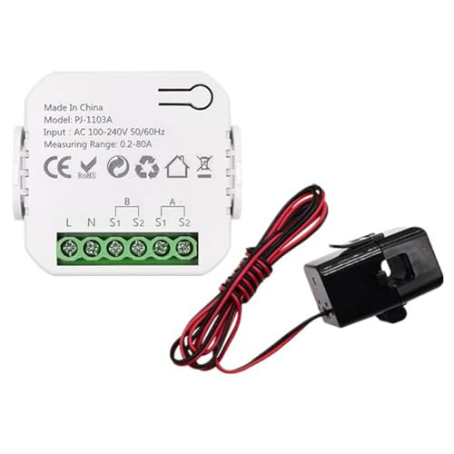 Paaruter Tuya Smart Life WiFi Energiemonitor Bidirektional 1 Kanal mit CT Clamp App Monitor von Paaruter