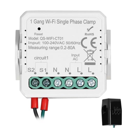 Paaruter Tuya WiFi 80A Einphasenklemme Solar PV Bidirektionaler Zweiwege-Energiezähler APP-Steuerung, 1 Gang von Paaruter