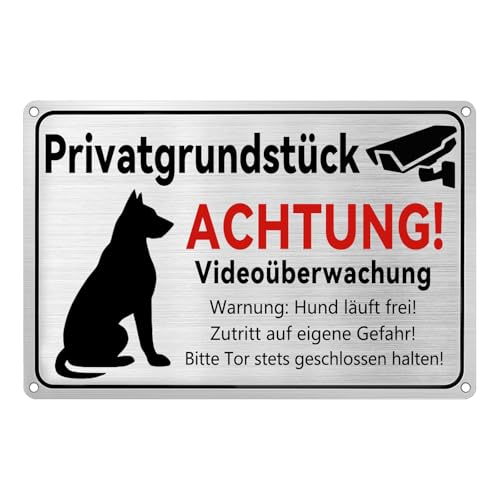 Freilaufender Hund Schild 30x20cm Warnschild Hier wache ich Videoüberwachung Privatgrundstück Selbstklebend mit Bohrlöchern Freilaufender Hund Schild 30x20cm Warnschild Hier wache ich Videoüberwachung Privatgrundstück Selbstklebend mit Bohrlöchern von Pabbyeey