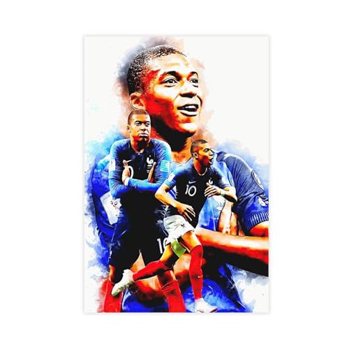 Kylian Mbappe Fußball-Poster, 13 Leinwand, Schlafzimmer, Dekoration, Sport, Landschaft, Büro, Raumdekoration, Geschenk, ungerahmt, 40 x 60 cm von PacSci