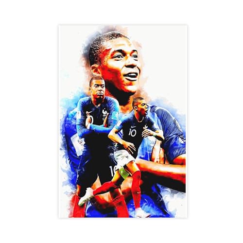 Kylian Mbappe Fußball-Poster, 18 Leinwand-Poster, Wandkunst, Dekor, Bild, Gemälde für Wohnzimmer, Schlafzimmer, Dekoration, ungerahmt, 40 x 60 cm von PacSci