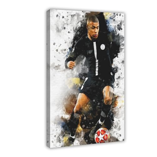 Kylian Mbappe Fußball-Poster, 20 Stück, Leinwand-Poster, Wandkunst, Dekordruck, Bild, Gemälde für Wohnzimmer, Schlafzimmer, Dekoration, Rahmen-Stil, 20 x 30 cm von PacSci